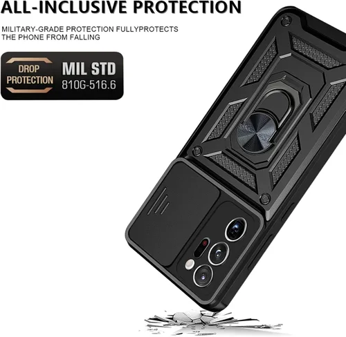 Vista 3 de Funda para teléfono Samsung Galaxy Note 20 Ultra Glaxay Note20 Plus 5G con cubierta de cámara y protector de pantalla de vidrio templado, soporte