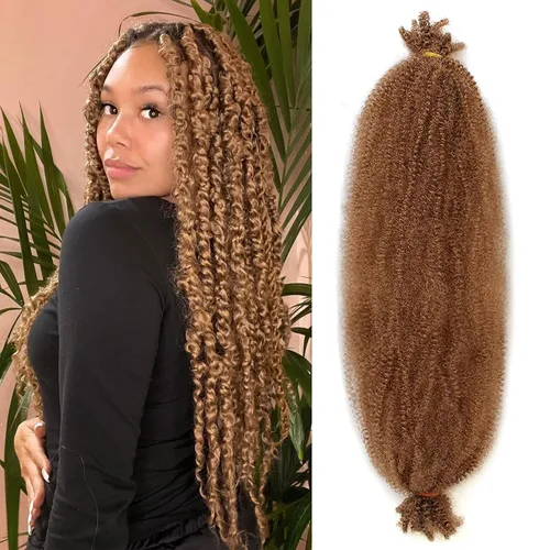 Vista 43 de Cabello de Envoltura Pre-Esponjado de 8 Pulgadas, 3 Paquetes, Cabello Afro Twist Pre-Separado Elástico para Locs, Cabello Afro Twist Negro Natural