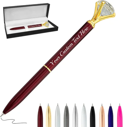 Vista 26 de Bolígrafos personalizados de diamantes personalizados con nombre a granel de metal de cristal grabado, bolígrafos divertidos brillantes a granel