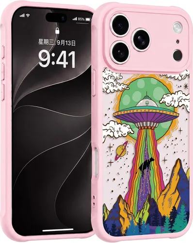 Vista 42 de Compatible para iPhone 13 Funda Linda Estética - Funda de Teléfono Rosa con Protector de Cámara - Diseño de Cubierta con Estampado de Hongos