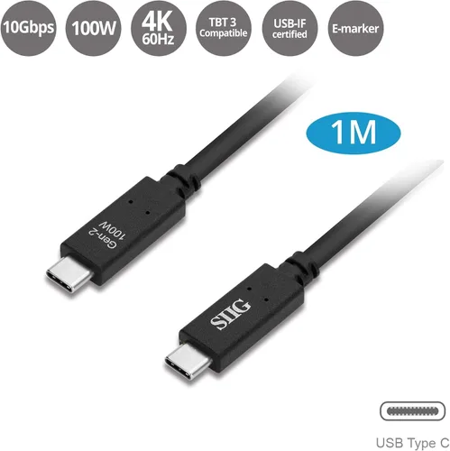 Vista 2 de SIIG Cable USB 3.1 tipo C Gen 2 4K60Hz 100W PD 10Gbps USB-IF certificado Thunderbolt 3 puerto compatible con MacBook Pro y otros dispositivos tipo