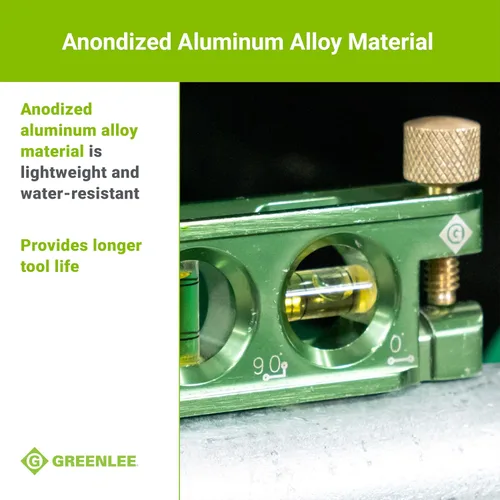 Vista 8 de Greenlee L77 Mini Nivel Magnético de Burbuja con Ayuda de Desplazamiento para Doblado de Conductos
