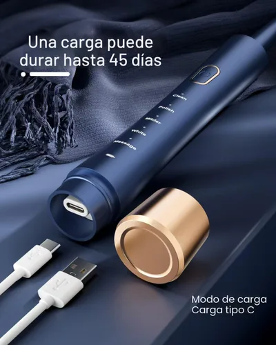 Vista 4 de AJELU cepillo de dientes eléctrico sónico impermeable IPX7, carga rápida de 2 horas con recordatorio de tiempo inteligente, 5 modos, 8 cabezales