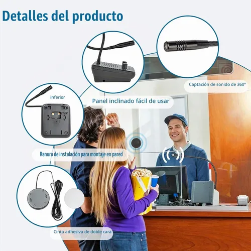 Vista 5 de Sistema de altavoces de intercomunicación de ventana, micrófono de intercomunicación de doble vía, altavoz de ventana para hablar a través