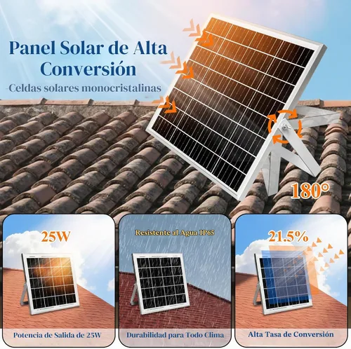 Vista 2 de Extractor solar, panel solar de 25 W y 2 ventiladores con batería de 7500 mAh, impermeable IP68, para gallinero, cobertizo, invernadero, casa