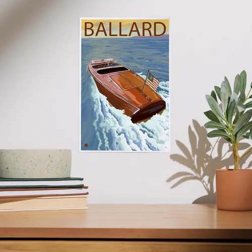 Vista 2 de Lantern Press Ballard, Seattle, Washington, Wooden Boat, 8x12 Inch Art Print Wall Decor