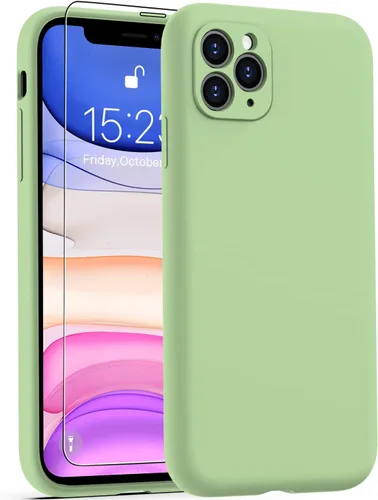 Vista 25 de DEENAKIN Funda de silicona compatible con iPhone 12 con protector de pantalla, mejora la protección de la cámara, funda protectora suave y flexible