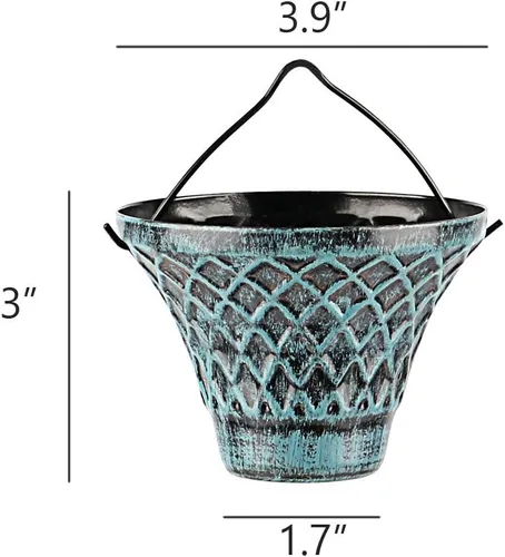 Vista 3 de Cadenas de lluvia para canaletas exteriores, atrapadores de lluvia, desviador de metal azul a cuadros decorativos para exteriores, 8.5 pies