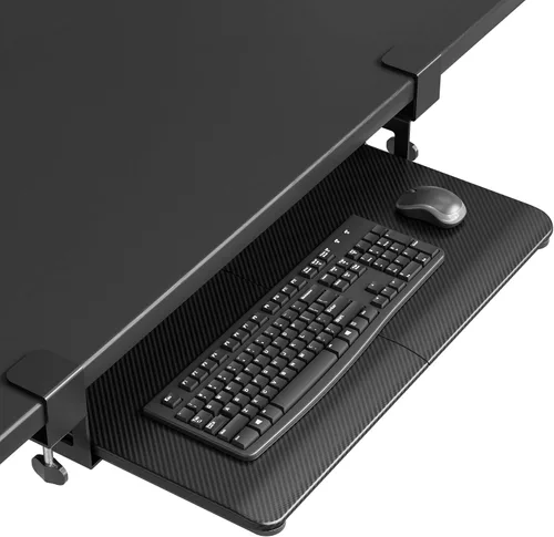 Vista 15 de BONTEC Bandeja para teclado debajo del escritorio, plataforma extraíble Negro