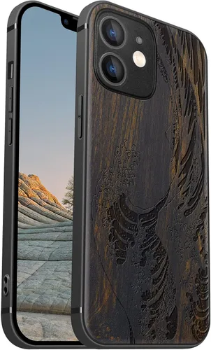 Vista 17 de Carveit Funda magnética de madera para iPhone 12 [madera natural y TPU suave] a prueba de golpes, funda de madera única y elegante compatible