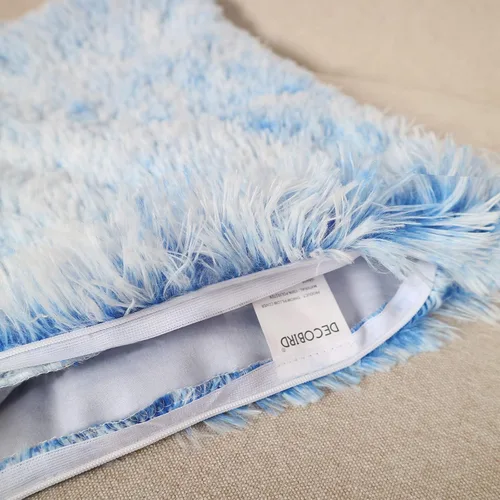 Vista 5 de DECOBIRD Funda de almohada de 18 x 18 pulgadas, extra suave, lumbar, peluda, de piel sintética, decoración del hogar, funda de cojín de doble cara