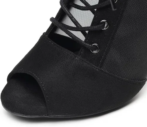 Vista 2 de JUODVMP Women's Dance Boots Breathable Mesh Ballroom Salsa Ankle Dance Heels Model 7255