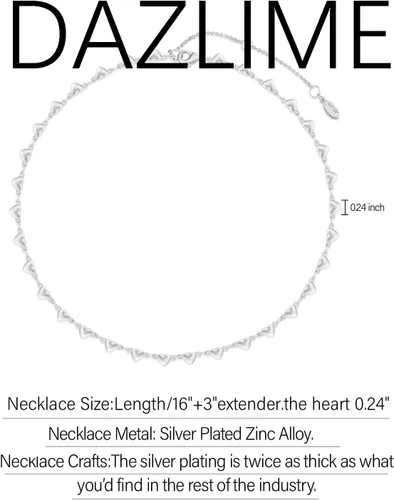 Vista 5 de Gargantilla de corazón para mujer Bonitos collares para adolescentes y niñas, elegante collar con colgante de corazón de oroplata con acabado mate