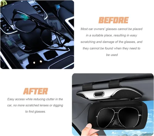 Vista 4 de zipelo Soporte para lentes de sol para visera solar de automóvil, soporte protector para guardar lentes automotrices, organizador suave