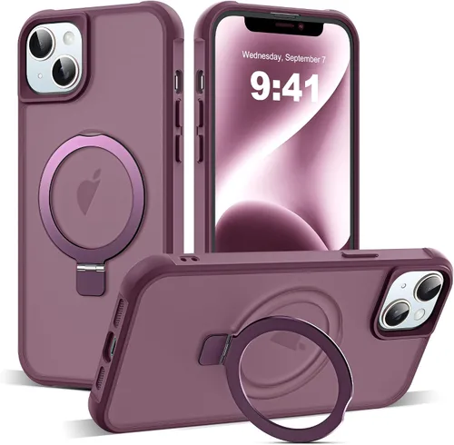 Vista 88 de SKYLMW - Funda compatible con iPhone 11 de 6.1 pulgadas, con soporte magnético invisible tipo anillo, funda translúcida de grado militar, compatible
