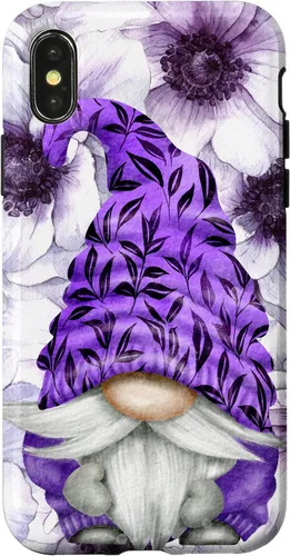 Vista 5 de Unique Purple Gnome with Lilac Anemones Floral Aesthetic Case for iPhone 17