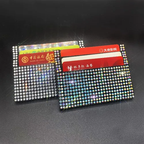 Vista 3 de Billeteras de cuero con diamantes de imitación para mujer con cristales brillantes, Multi, Casual