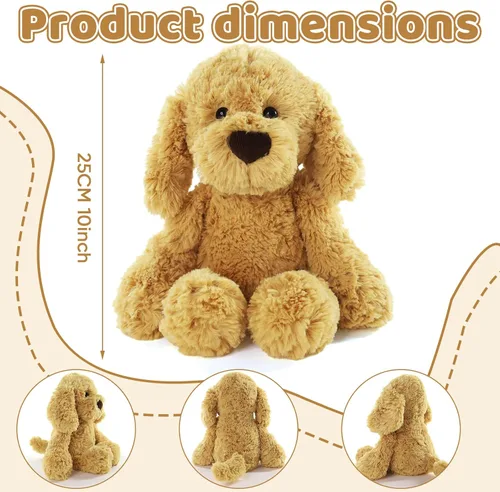 Vista 3 de Furvana The Golden Retriever - Animales de peluche de perros, 10 pulgadas Golden Retriever, regalo ideal de Navidad para niños pequeños, niños