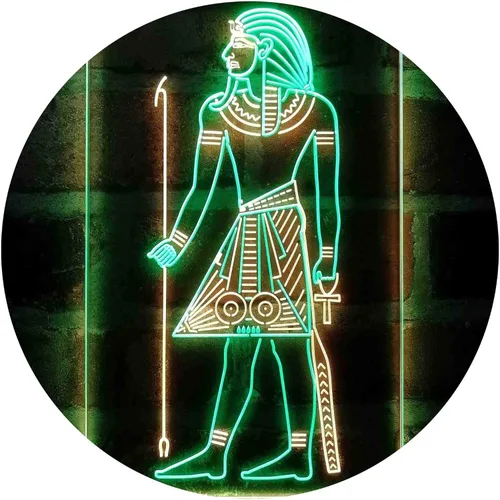 Vista 11 de ADVPRO Pirámides egipcias Antiguo Egipto Menes Faraón Hombre Dual Color LED Neon Sign Azul y Rojo 8 x 12 pulgadas st6s23-i4050-br