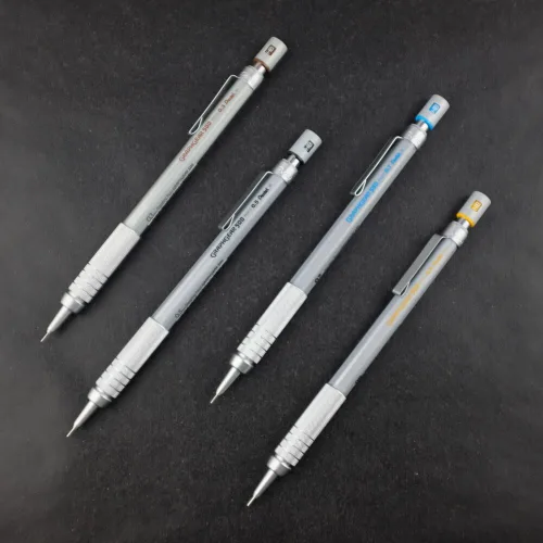 Vista 3 de Pentel Graphgear 500 - Lápiz mecánico, mina de 0.020 in, grado HB, 1 lápiz Graphgear, plateado, (PG515-A)