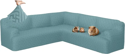 Vista 14 de Fundas para sofá seccional en forma de L de 1 pieza, fundas de esquina elásticas para sofá, funda de sofá antideslizante, lavable, fundas de sofá
