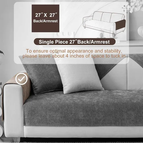 Vista 2 de Funda de Sofá de Felpa Suave Lavable, Antideslizante, Fundas de Sofá Seccional Mullidas para Sofá de 3 Cojines, Funda de Sofá en Forma de L