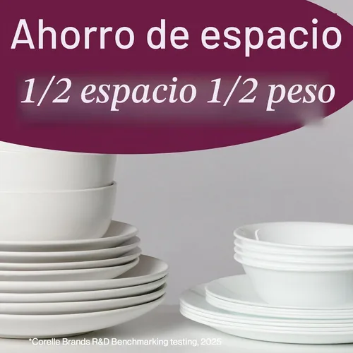 Vista 7 de Corelle Vitrelle - Juego de 6 platos para ensalada y aperitivos, vidrio de triple capa y resistente a las astillas, platos redondos ligeros de 6 3/4