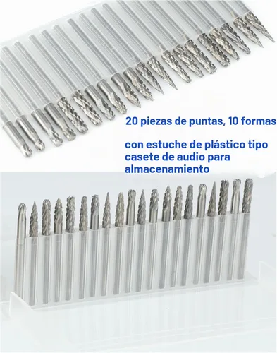 Vista 2 de Sworker Juego de 20 piezas de rebabas de carburo vástago de 1/8 pulgadas Compatible con Dremel Bits Accesorios de herramientas rotativas Kit