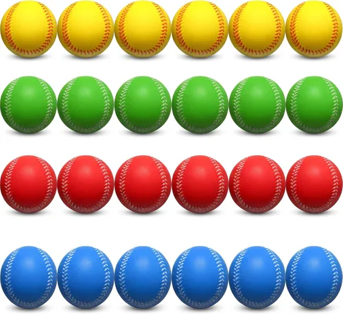 Vista 8 de Leyndo 24 pelotas de béisbol de espuma suave para batear, práctica, entrenamiento, pelotas de béisbol de espuma para jugadores, juego de bolas