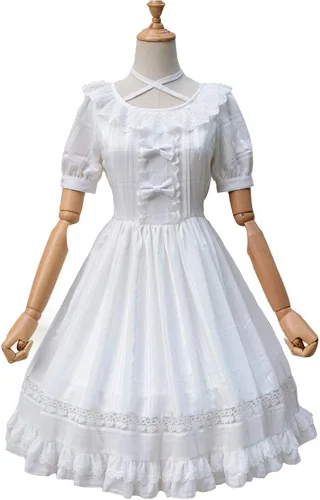 Vista 2 de Smiling Angel Vestido dulce blanco para niñas, faldas de corte de princesa, disfraces de cosplay, Blanco
