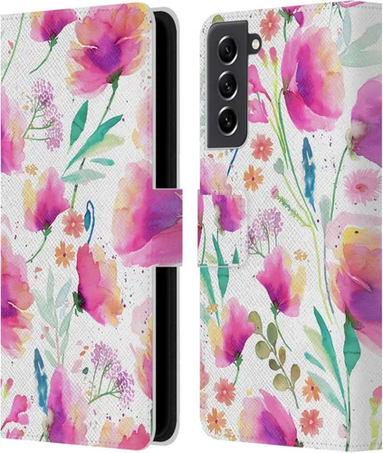 Vista 221 de Head Case Designs Officially Licensed Ninola Abstract Poppies Lilac Floral Leather Wallet Case Compatible with Samsung Galaxy A07 4G