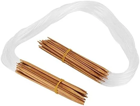 Vista 8 de Juego de agujas de tejer circulares de bambú, 18 tamaños, 0.079-0.394 in, 31.5 pulgadas de largo, tubo flexible para principiantes