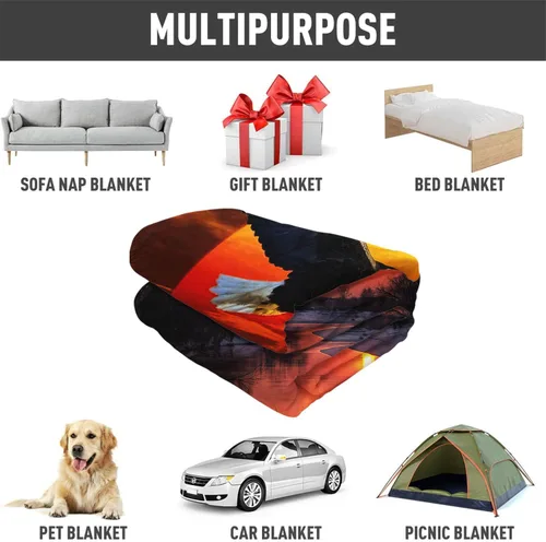 Vista 5 de Manta de forro polar con diseño de águila, manta de vellón suave y mullida para sofá o cama, 50 x 60 pulgadas