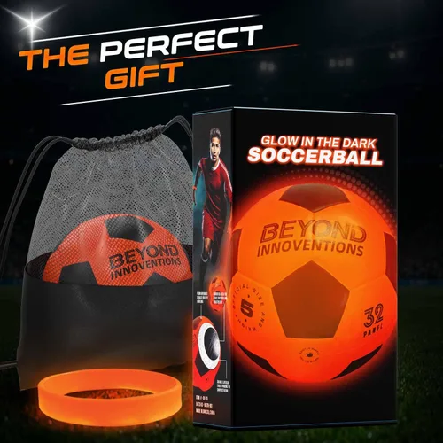 Vista 6 de Balón de fútbol iluminado, regalos de fútbol para niños y niñas de 8 a 15 años de edad, que brilla en la oscuridad, talla 5 Ideas geniales