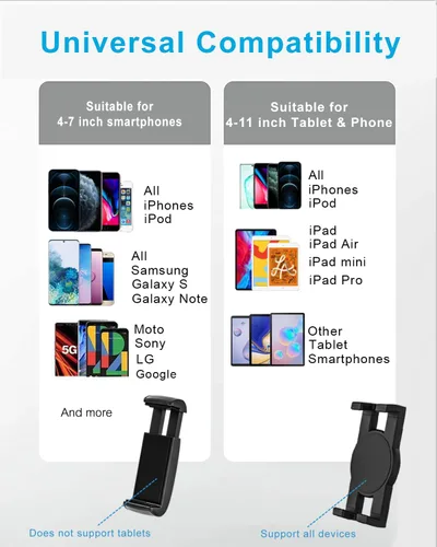 Vista 6 de Soporte doble para tableta de automóvil, parabrisas para ventana de automóvil y soporte para tableta con ventosa de doble brazo largo para iPad