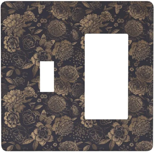 Vista 22 de William Morris Floral Boho Azul Medianoche Azul Bohemio Flor 1 Banda Dúplex Cubierta de Salida Decorativa Receptáculo Único Interruptor Eléctrico