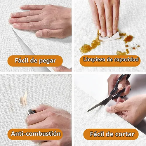 Vista 6 de Panel de pared 3D con textura de lino para despegar y pegar, impermeable, adecuado para decoración de pared de sala de estar y dormitorio