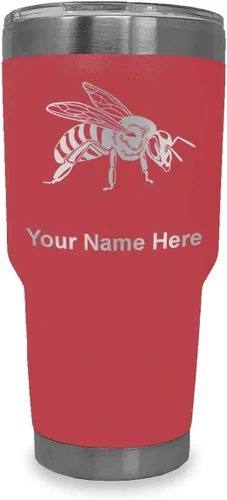 Vista 40 de LaserGram Vaso aislado al vacío de 20 onzas, abeja miel, grabado personalizado incluido (negro)