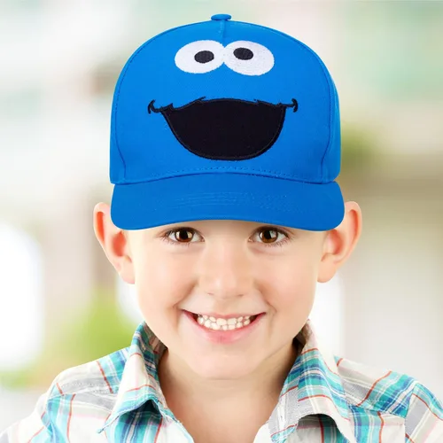 Vista 4 de Sesame Street Gorra de béisbol de algodón para niños pequeños - Elmo, Cookie Monster, Big Bird, Oscar The Grouch, Monstruo galleta