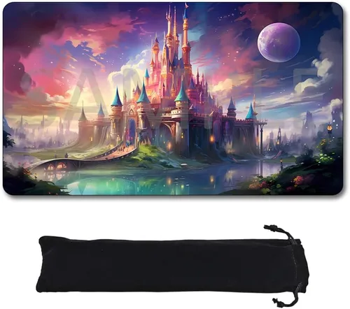 Vista 8 de Alfombrillas de juego compatibles con Lorcana tamaño 24 x 14 pulgadas, tapete de juego TCG de goma antideslizante con Zones y bolsa
