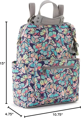 Vista 8 de Sakroots Loyola - Mochila para mujer de sarga ecológica, correa cruzada ajustable, bolsa multifuncional con compartimento para portátil, bolso