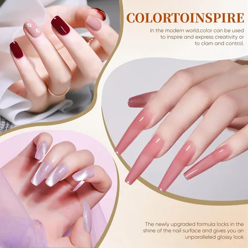 Vista 5 de Kit de esmalte de uñas de gel con lámpara de uñas UV, kit de uñas de gel para remojar, base y capa superior, juego de herramientas para uñas