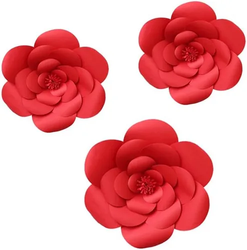 Vista 11 de N/C 3 piezas de flores de papel para fiesta, flores de papel para fondo de boda, decoración DIY hecha a mano para fondo de boda, decoración de pared