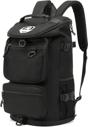 Vista 18 de Kalesi Mochila Bolsa de Lona para Gimnasio 4 Vías Impermeable con Compartimento para Zapatos para Viaje Deporte Senderismo Laptop, 02-Negro