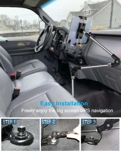 Vista 3 de Soporte para tablet para carril de asiento de coche/camión, soporte resistente de 35 pulgadas para tableta, soporte para asientos delanteros