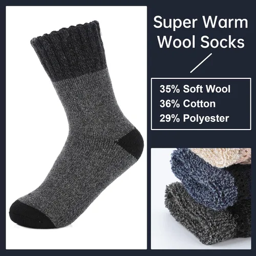Vista 5 de coclothy Calcetines para mujer, 5 pares de calcetines de invierno para mujer, para clima frío, gruesos y acogedores, calcetines cálidos de punto