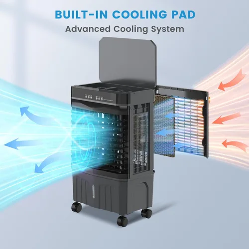 Vista 7 de Zynkez Enfriador portátil de pantano de 1800CFM para interiores y exteriores, enfriador de aire evaporativo 3 en 1 con tanque de agua de 5.3