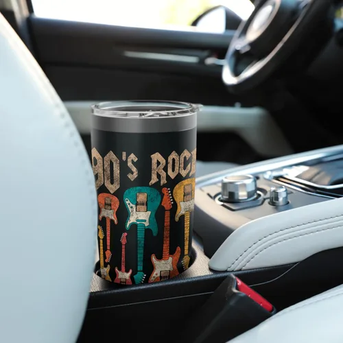 Vista 6 de Vintage 90s Rock Guitar Cassette Tape 1990s Disfraz de acero inoxidable vaso aislado