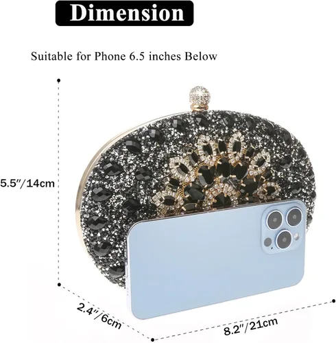 Vista 2 de COAIMANEY Bolso de mano brillante con purpurina para mujer bolso de noche bolso de hombro para boda fiesta de graduación