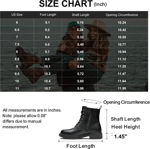 Vista 6 de Vepose - Botas de combate para mujer con puntera corta, cordones clásicos, tacón bajo, cremallera 9623